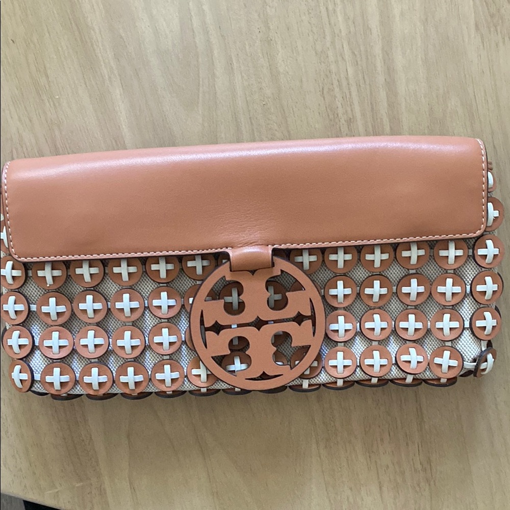 Tory Burch Tan leather Clutch Bag